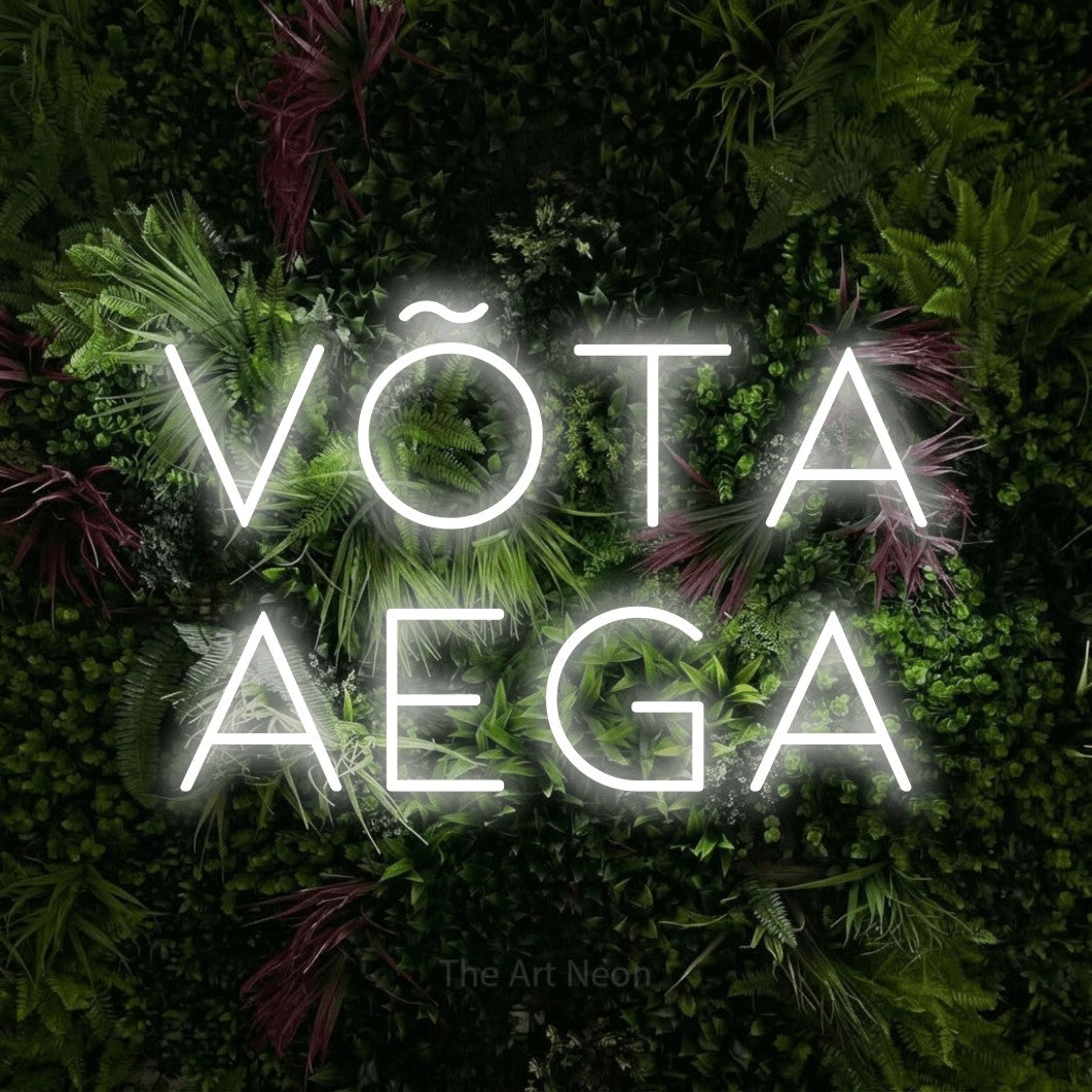 LED neon sign reading “Võta Aega”, arranged in 2 lines.