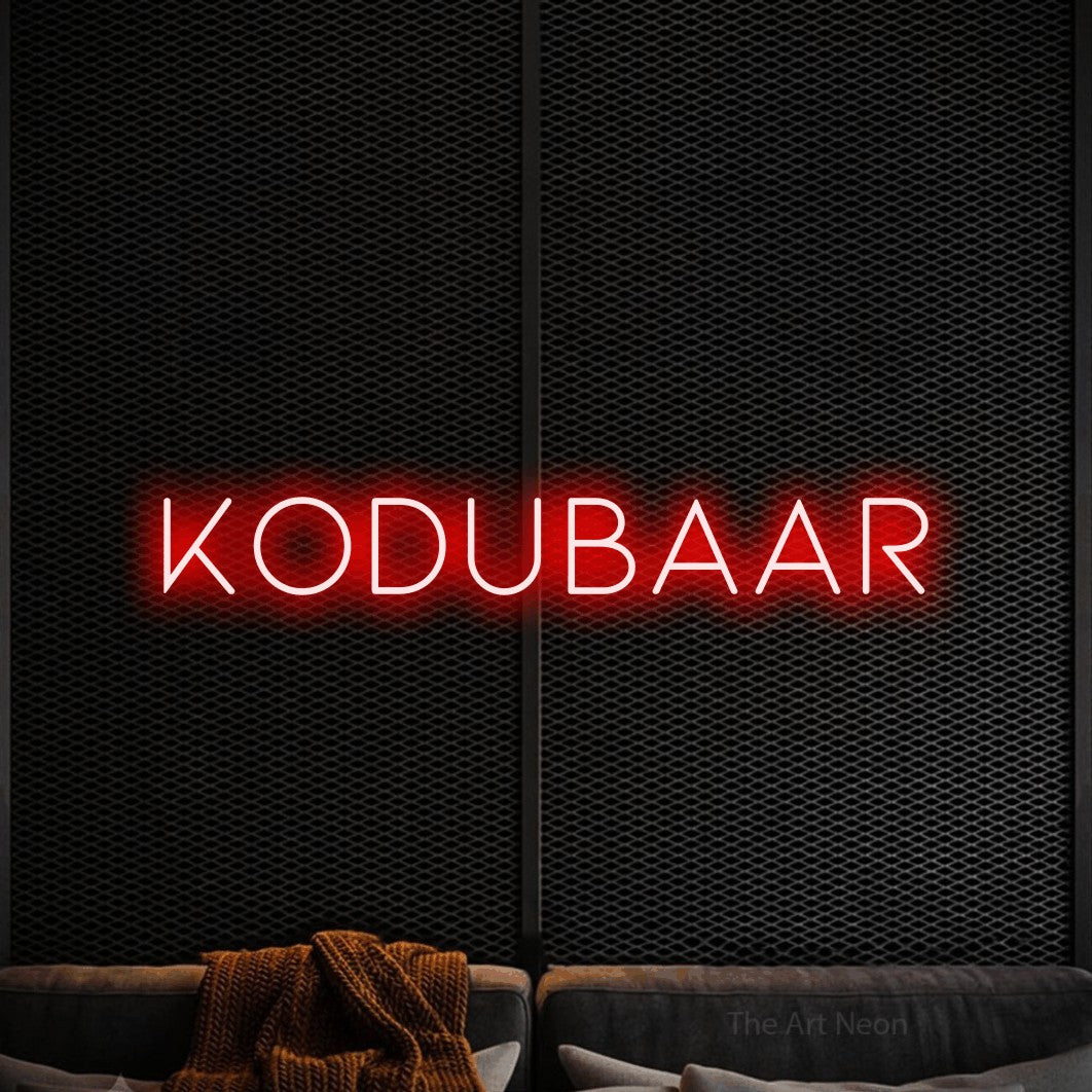 LED neon sign reading “kodubaar”, arranged in a single line.