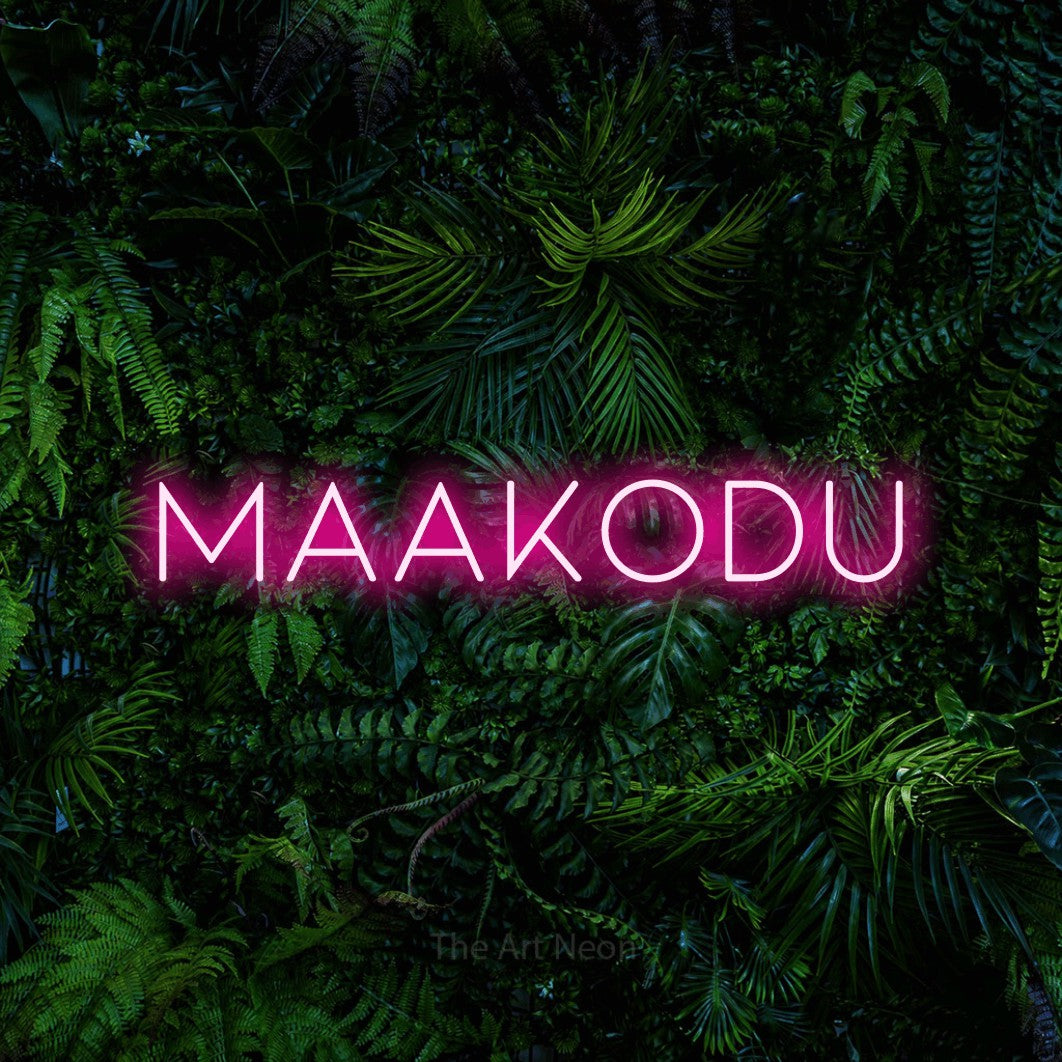 LED neon sign reading “Maakodu”, arranged in a single line.