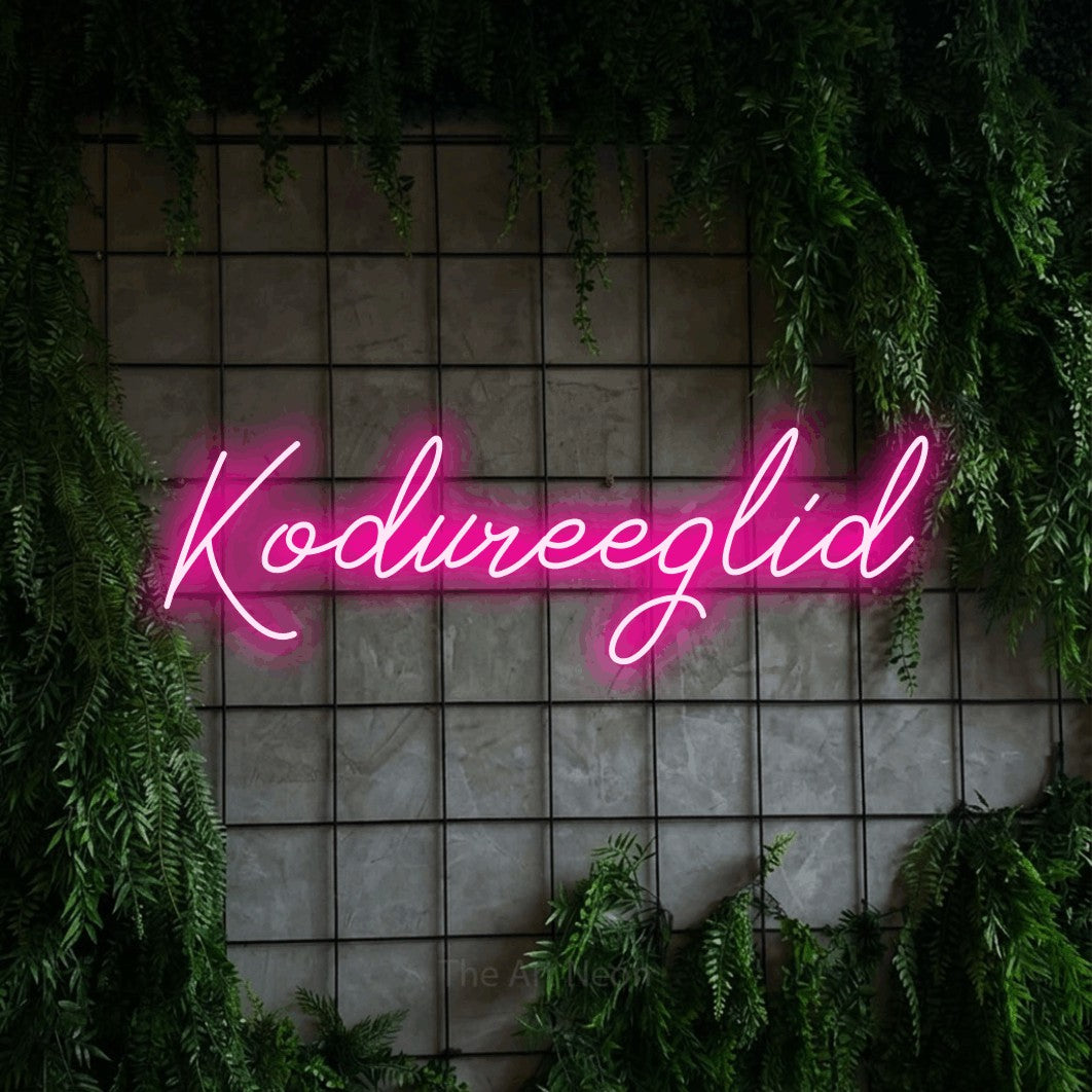 LED neon sign reading “Kodureeglid”, arranged in a single line.