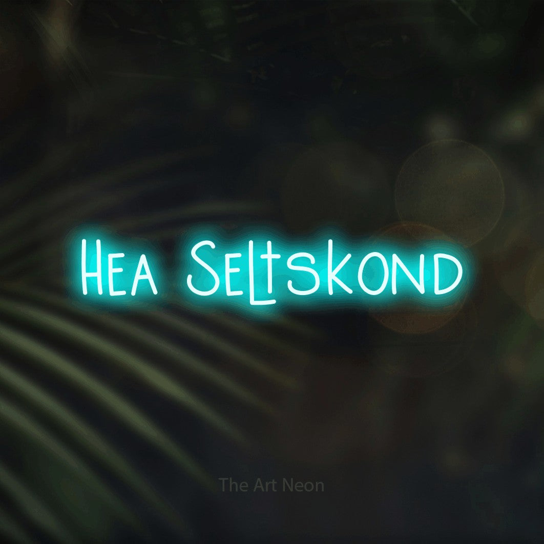LED neon sign reading “Hea Seltskond”, arranged in a single line.