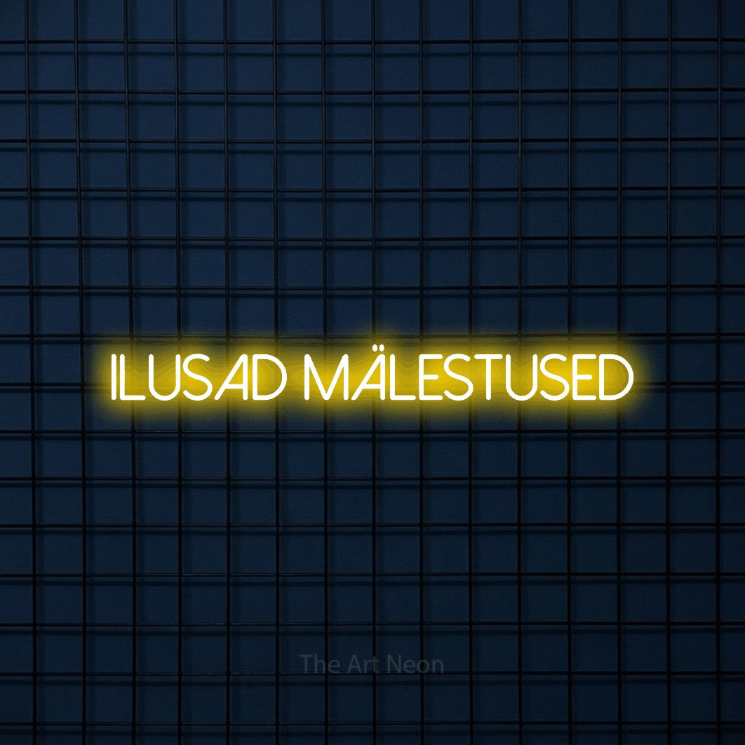 LED neon sign reading “ilusad mälestused”, arranged in a single line.