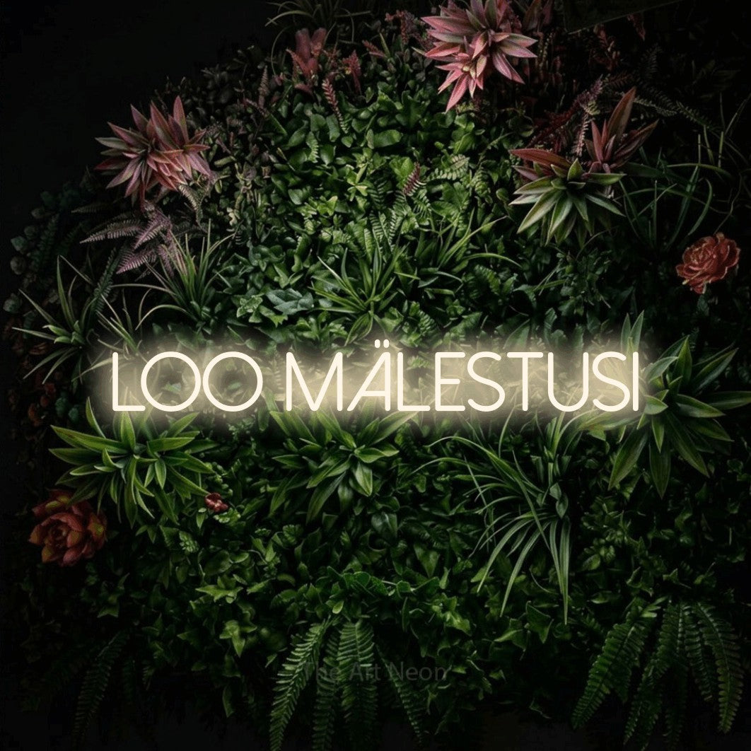 LED neon sign reading “Loo Mälestusi”, arranged in a single line.