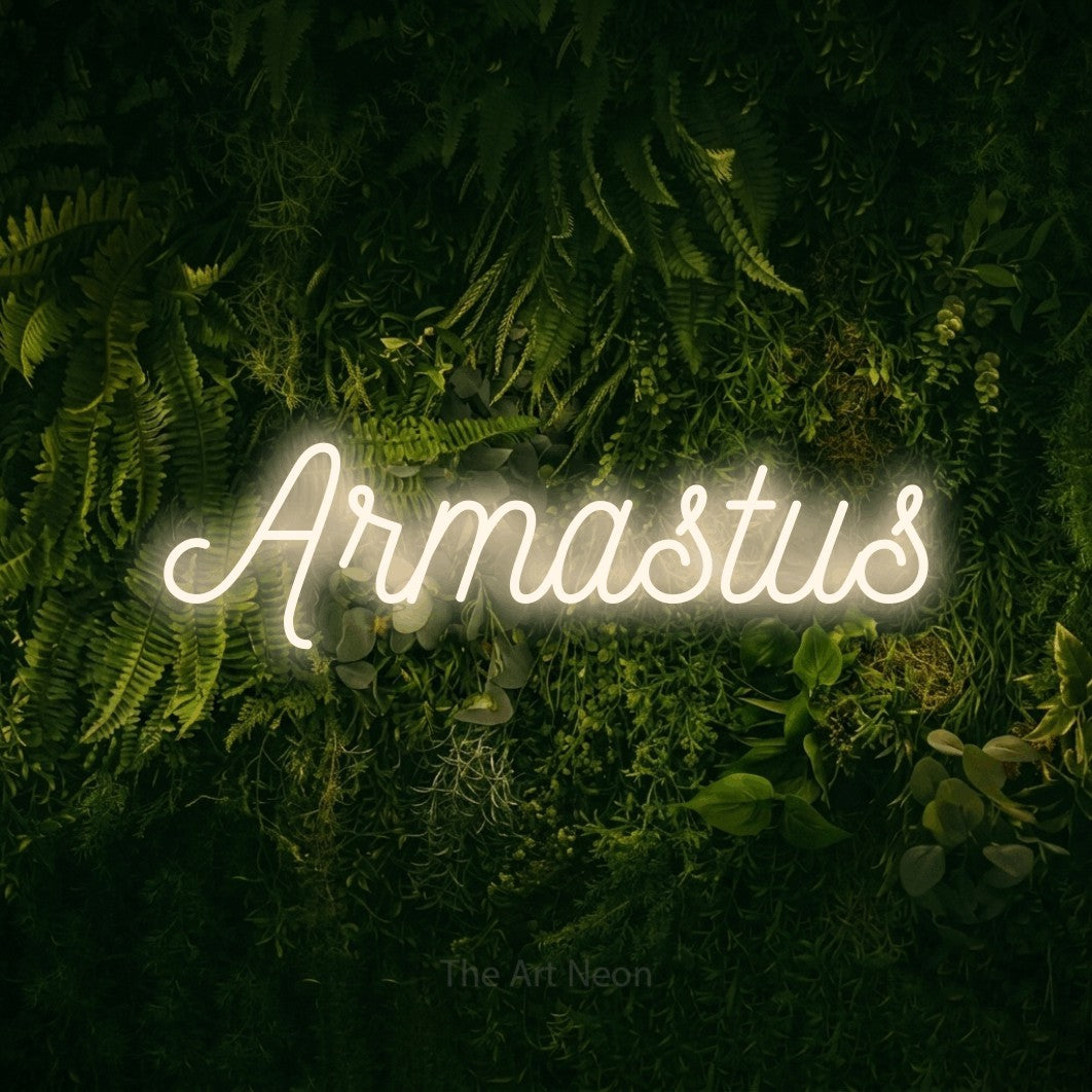 LED neon sign reading “Armastus”, arranged in a single line.