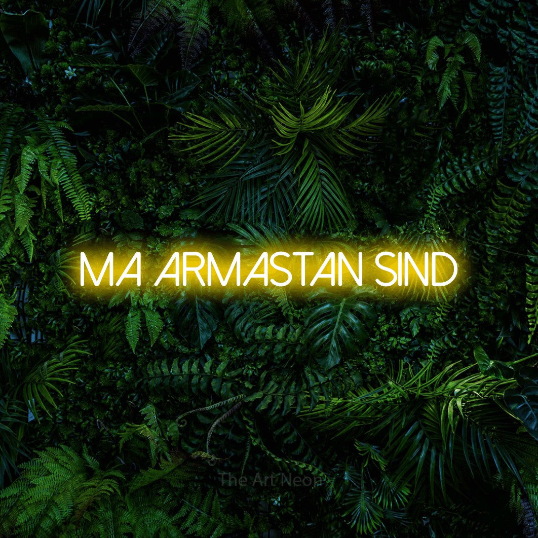 LED neon sign reading “MA ARMASTAN SIND”, arranged in a single line.