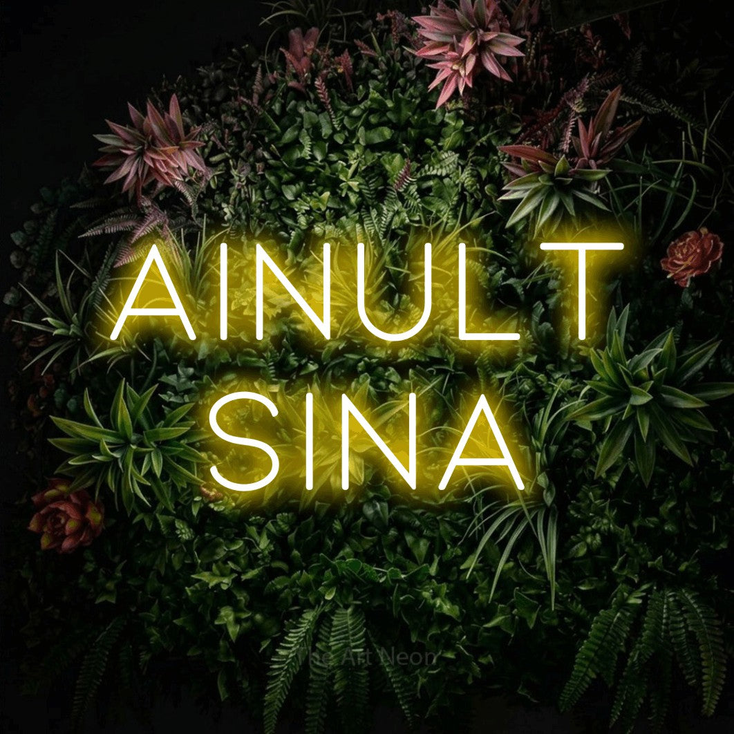 LED neon sign reading “Ainult Sina”, arranged in 2 lines.