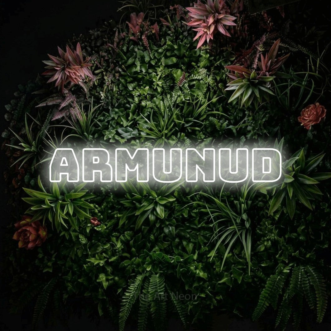 LED neon sign reading “ARMUNUD”, arranged in a single line.