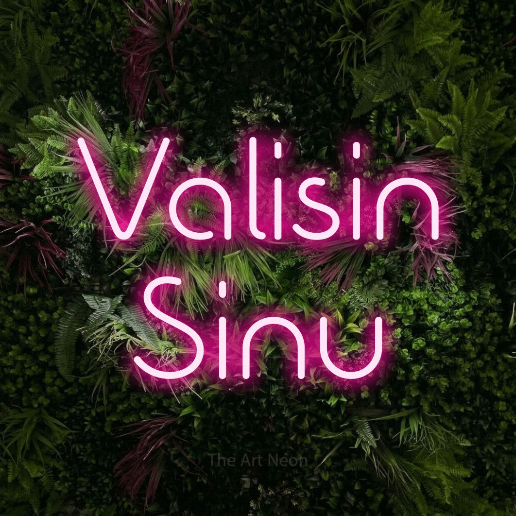 LED neon sign reading “Valisin Sinu”, arranged in 2 lines.