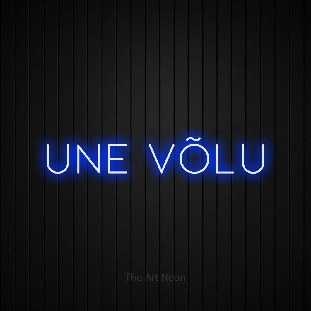 LED neon sign reading “UNE VÕLU”, arranged in a single line.