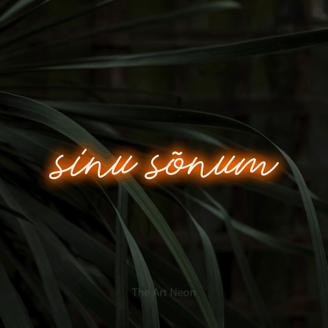 LED neon sign reading “sinu sõnum”, arranged in a single line.