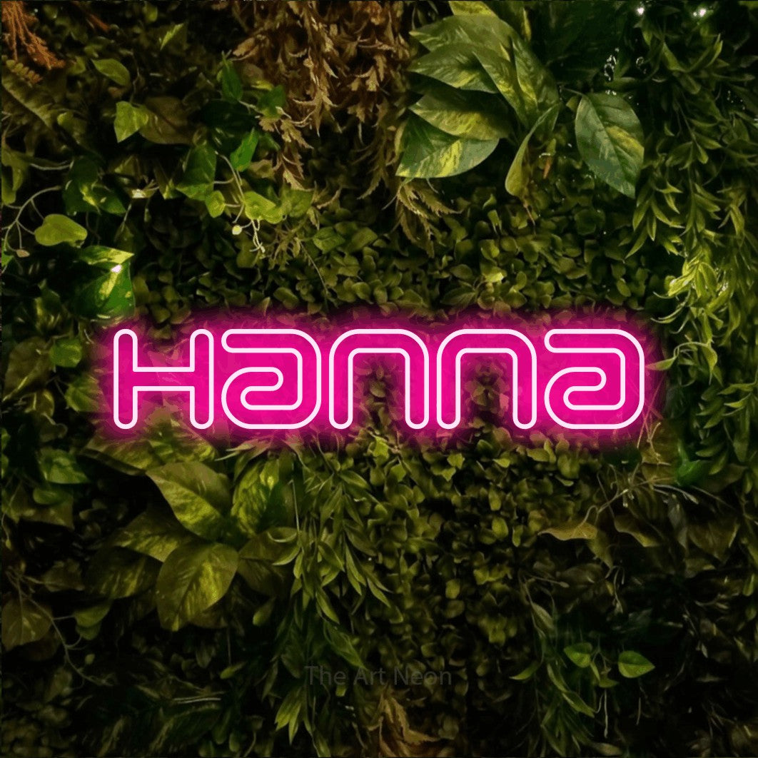 LED neon sign reading “Hanna”, arranged in a single line.