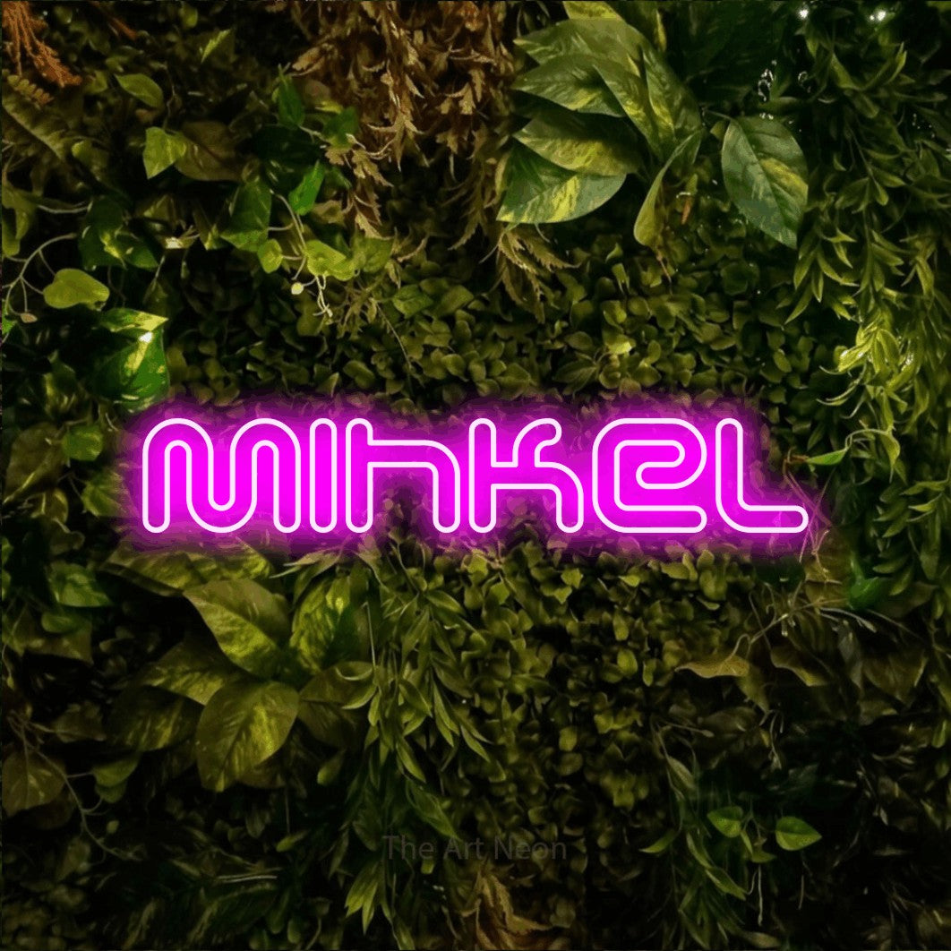 LED neon sign reading “Mihkel”, arranged in a single line.