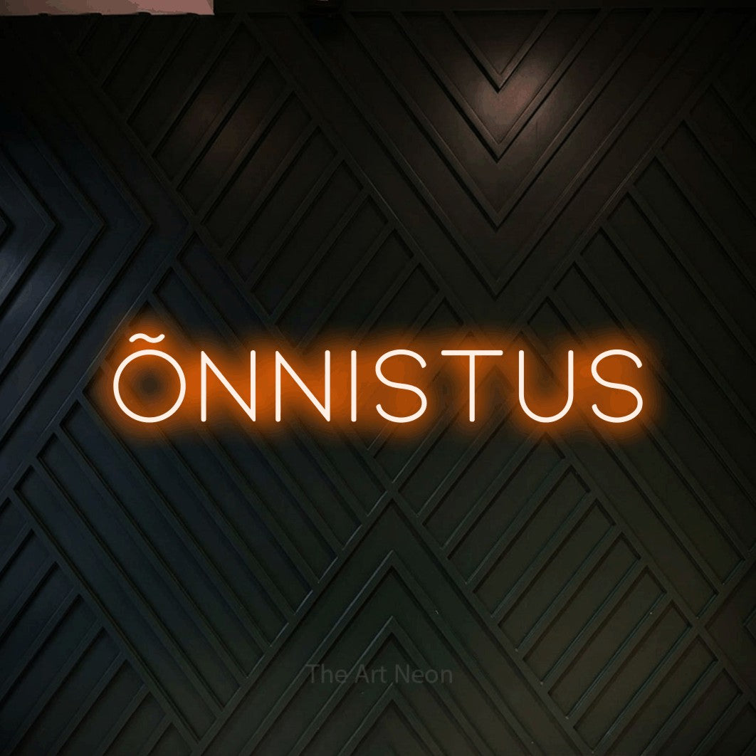 LED neon sign reading “õnnistus”, arranged in a single line.