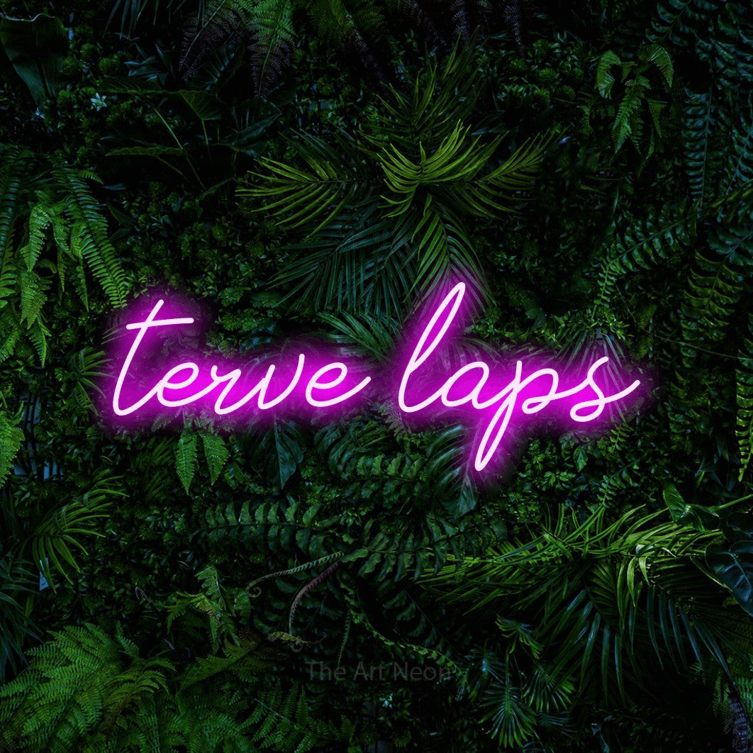 LED neon sign reading “terve laps”, arranged in a single line.