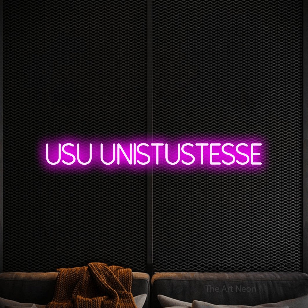 LED neon sign reading “Usu unistustesse”, arranged in a single line.