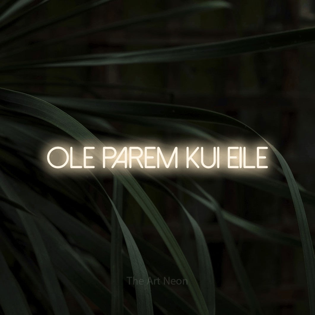 LED neon sign reading “ole parem kui eile”, arranged in a single line.