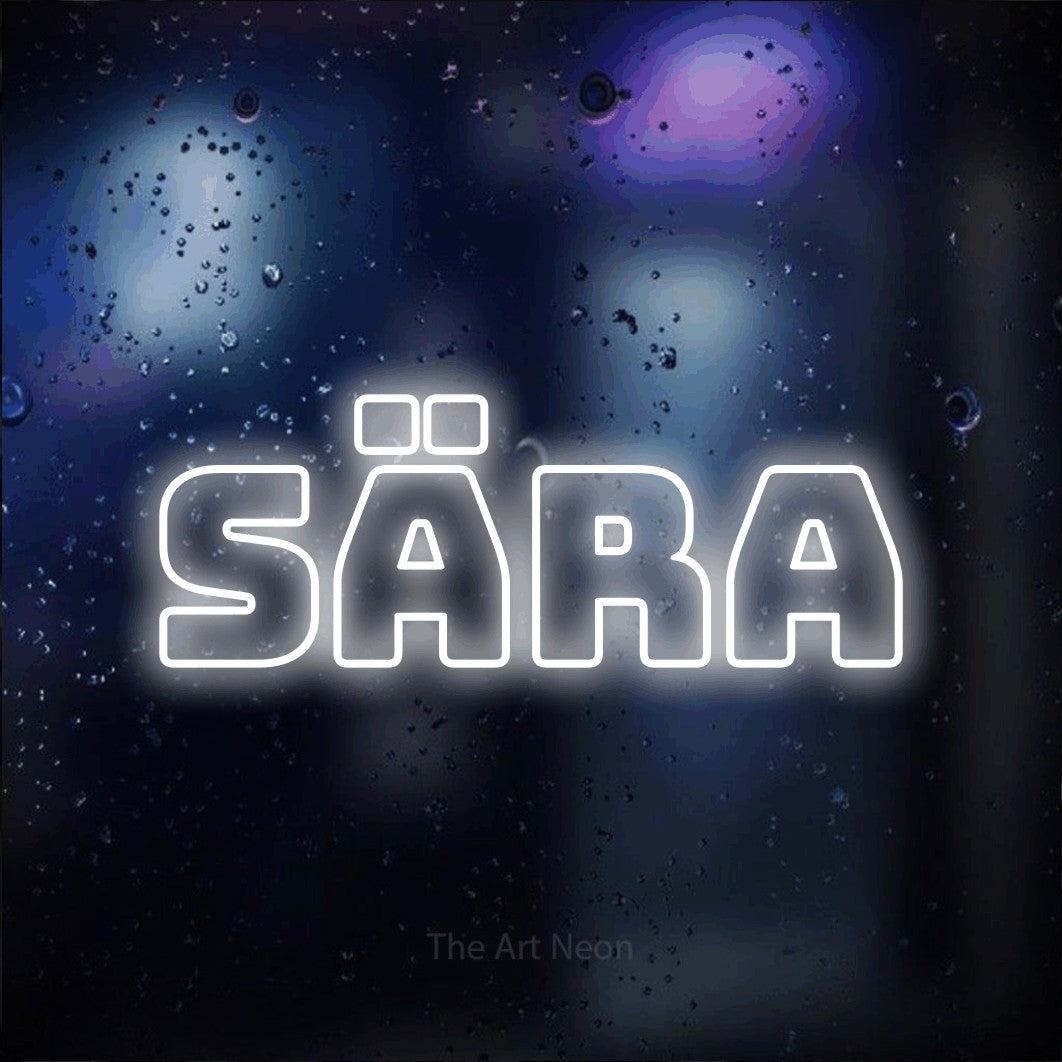 LED neon sign reading “sära”, arranged in a single line.