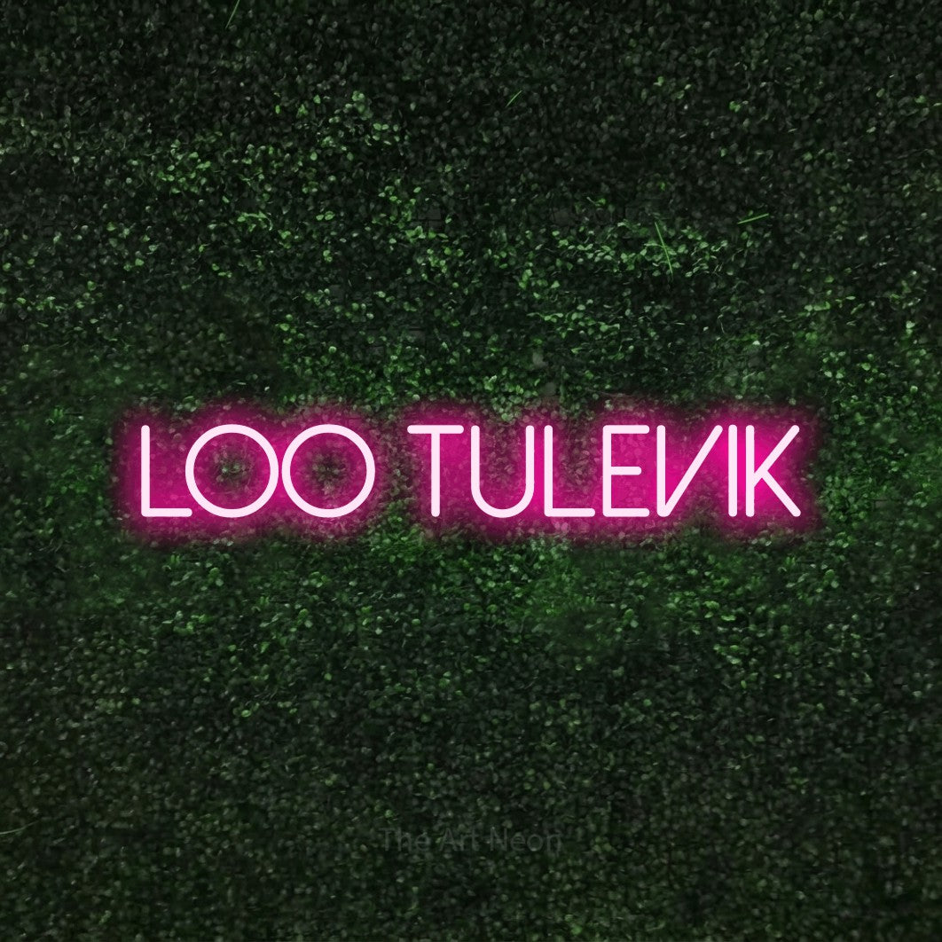 LED neon sign reading “Loo Tulevik”, arranged in a single line.