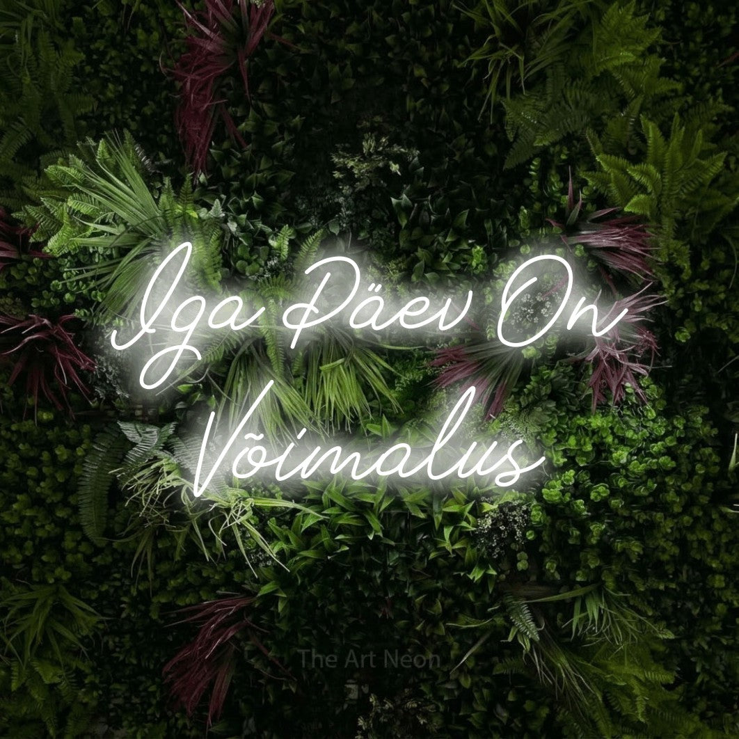 LED neon sign reading “Iga Päev On Võimalus”, arranged in 2 lines.