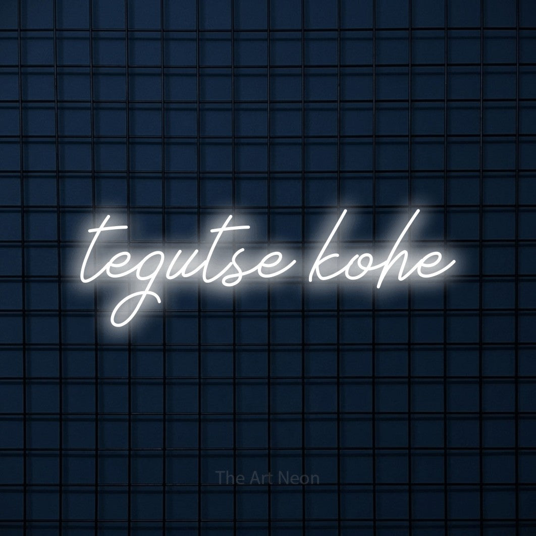 LED neon sign reading “tegutse kohe”, arranged in a single line.