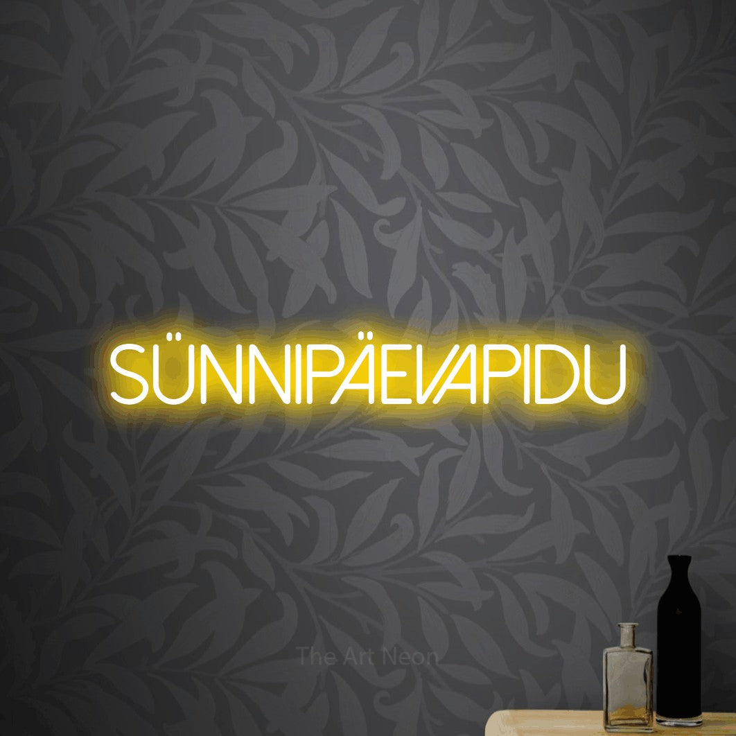 LED neon sign reading “Sünnipäevapidu”, arranged in a single line.