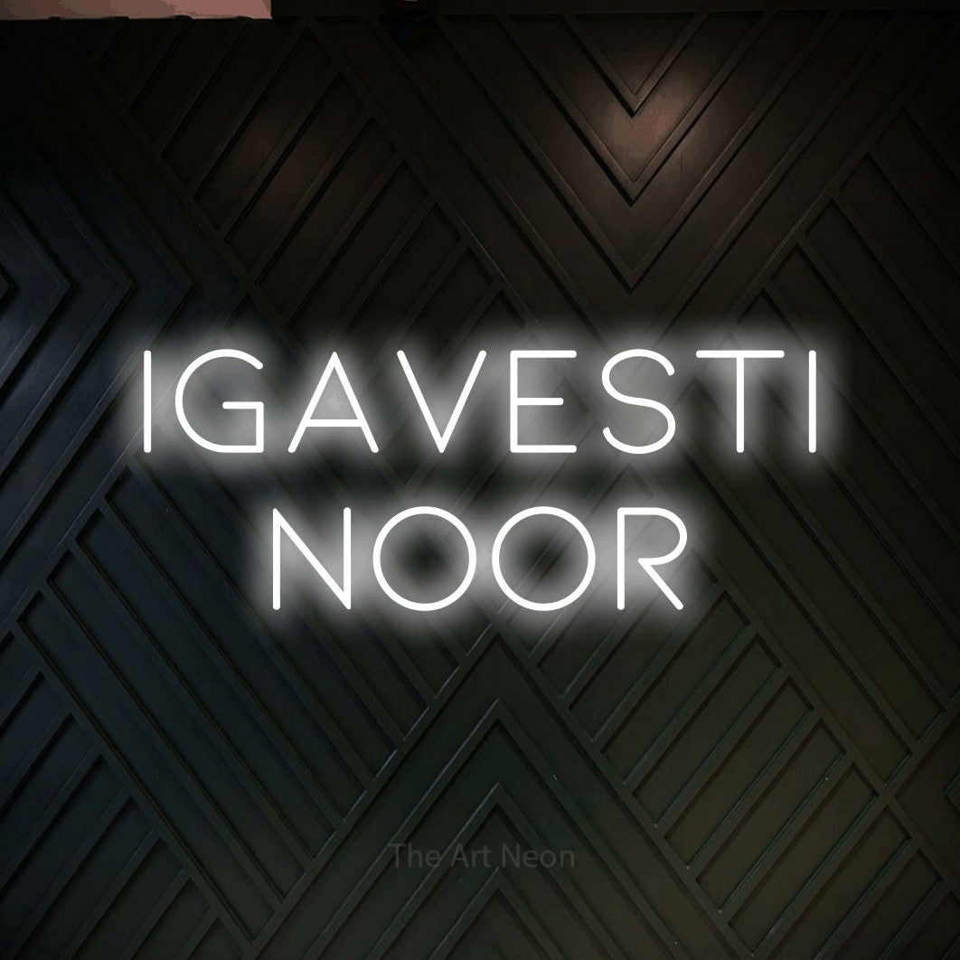 LED neon sign reading “Igavesti Noor”, arranged in 2 lines.