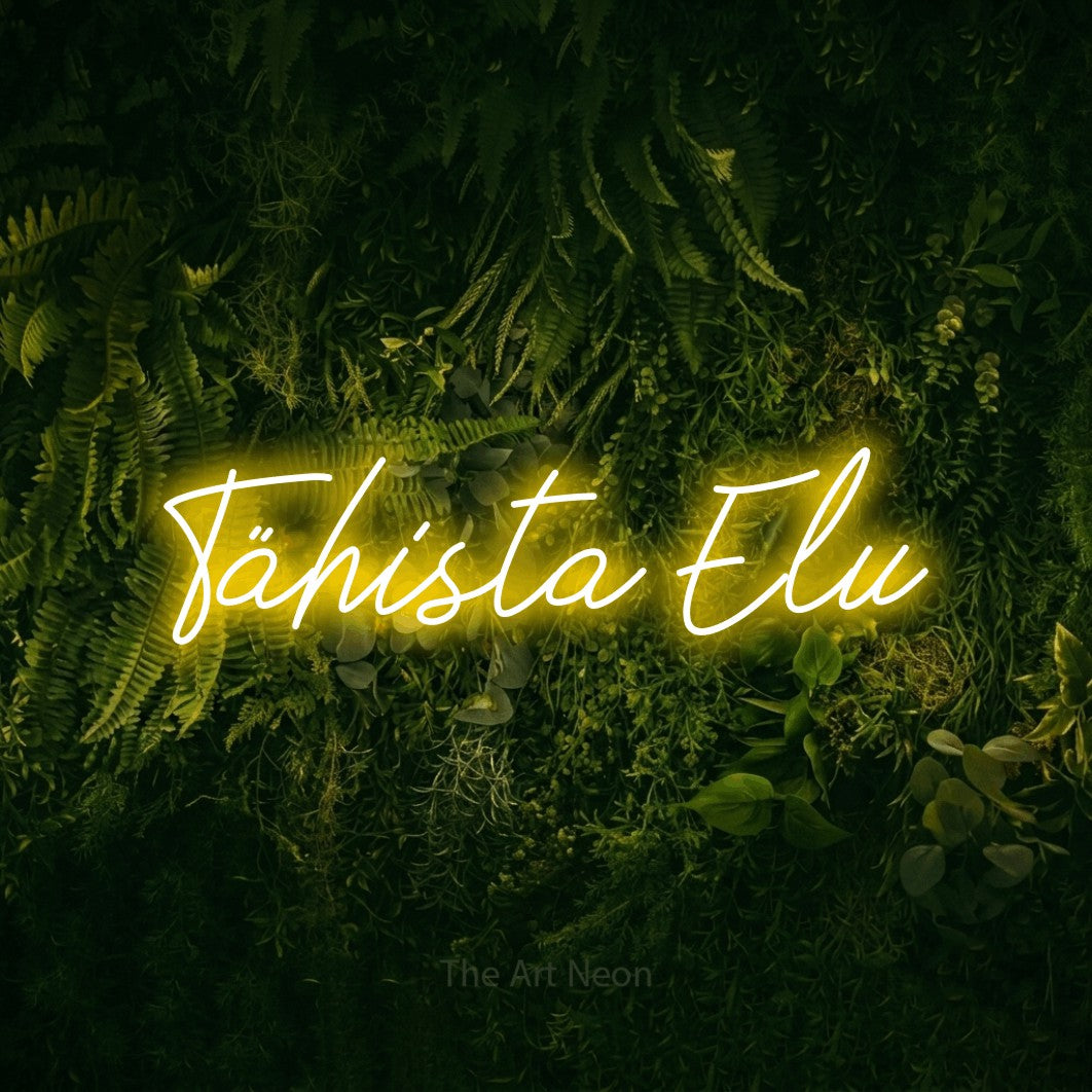 LED neon sign reading “Tähista Elu”, arranged in a single line.