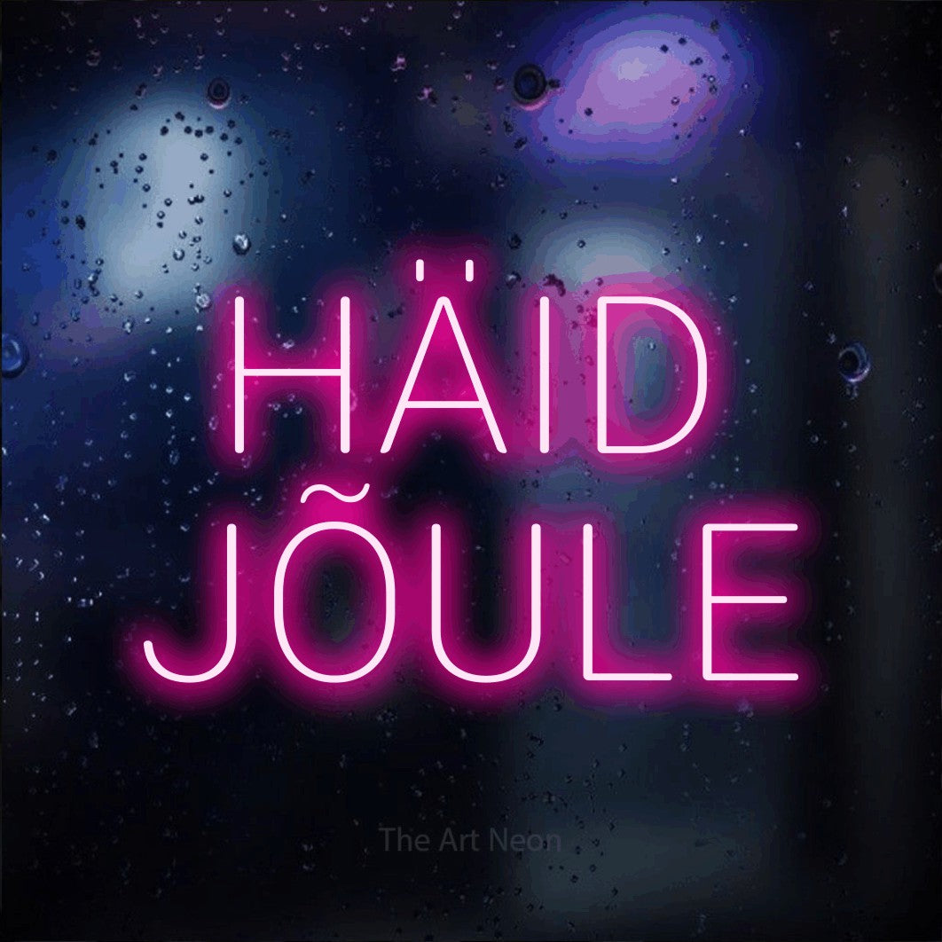 LED neon sign reading “HÄID JÕULE”, arranged in 2 lines.