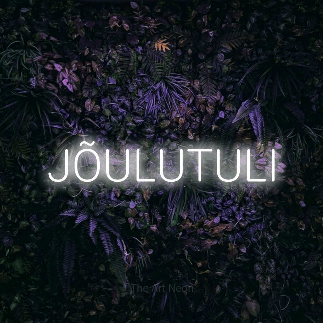LED neon sign reading “JÕULUTULI”, arranged in a single line.