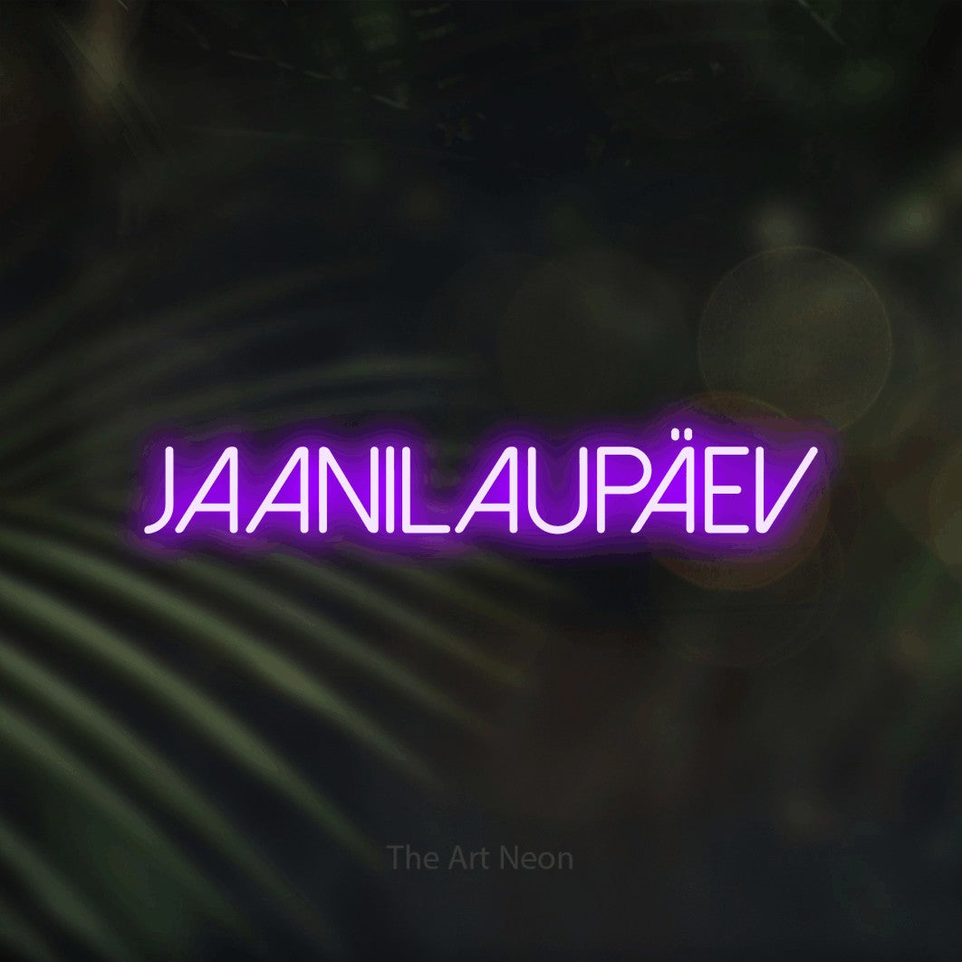 LED neon sign reading “Jaanilaupäev”, arranged in a single line.