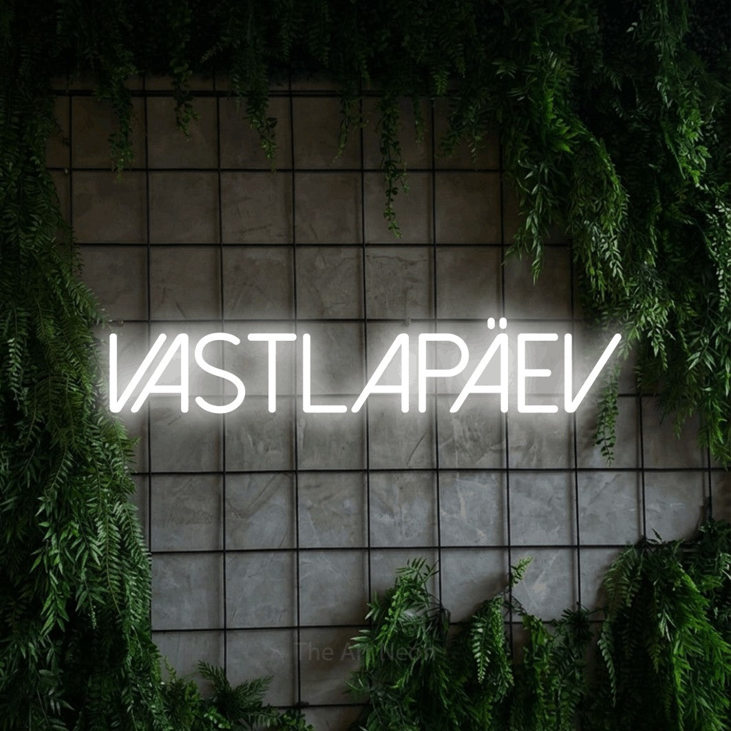 LED neon sign reading “VASTLAPÄEV”, arranged in a single line.
