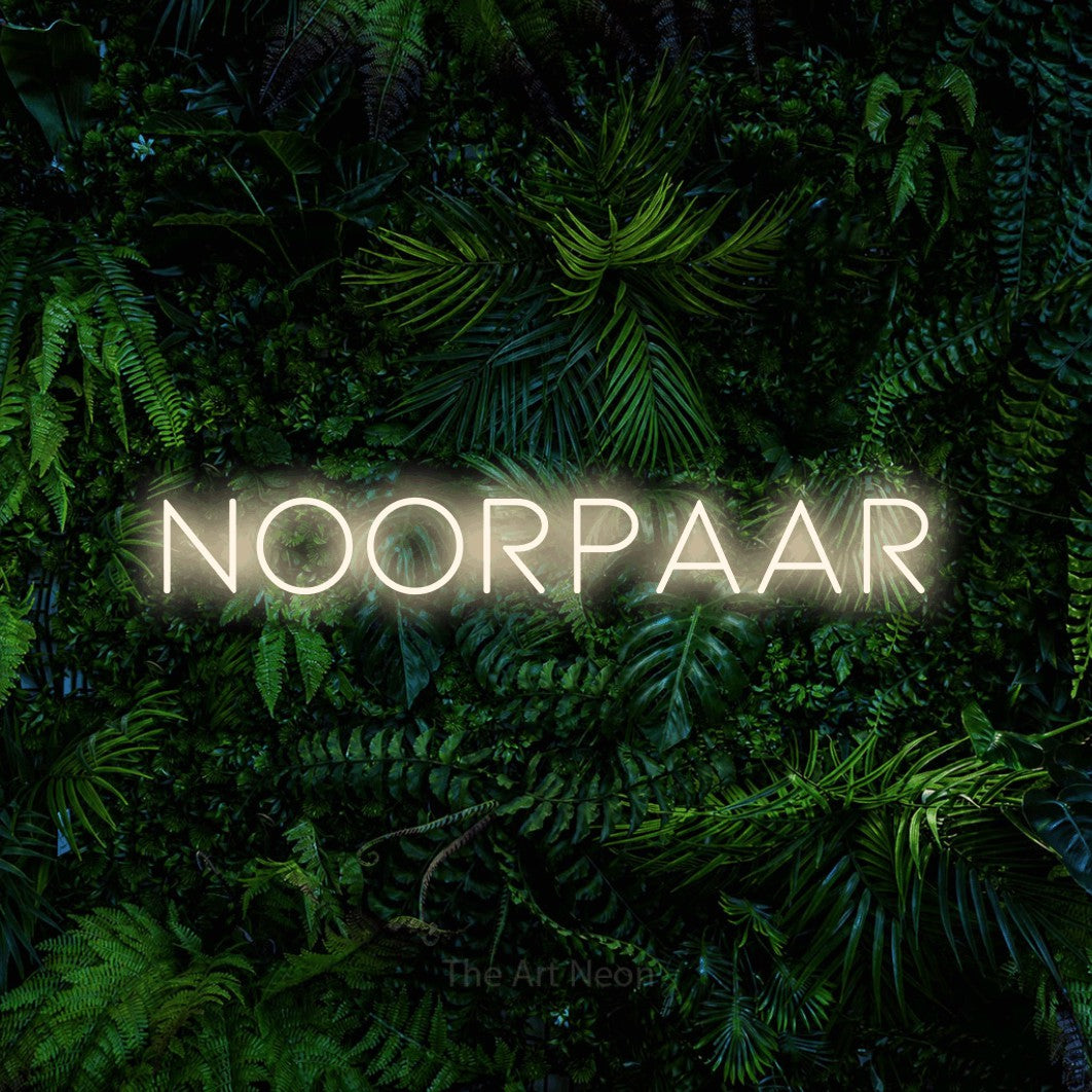 LED neon sign reading “Noorpaar”, arranged in a single line.