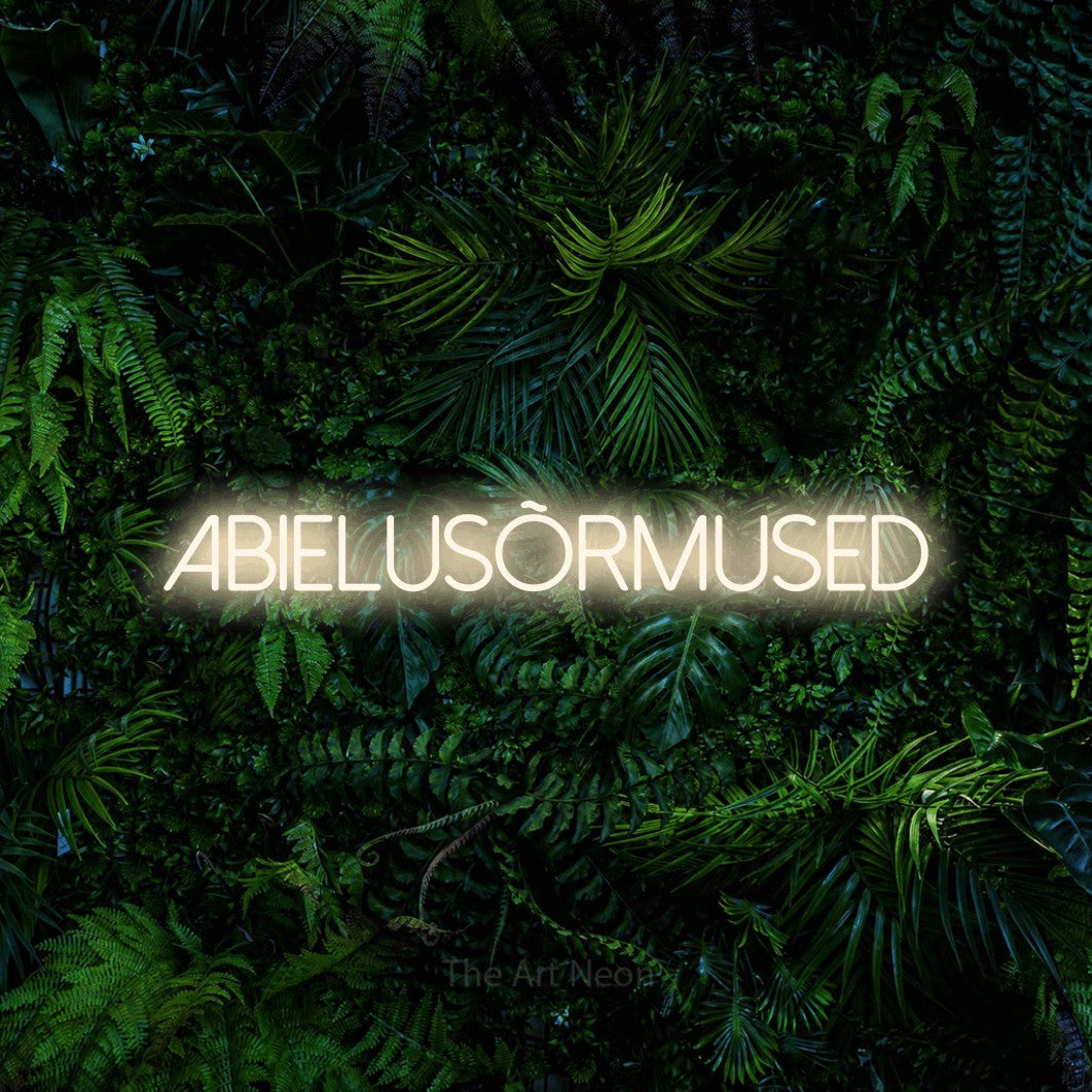LED neon sign reading “Abielusõrmused”, arranged in a single line.