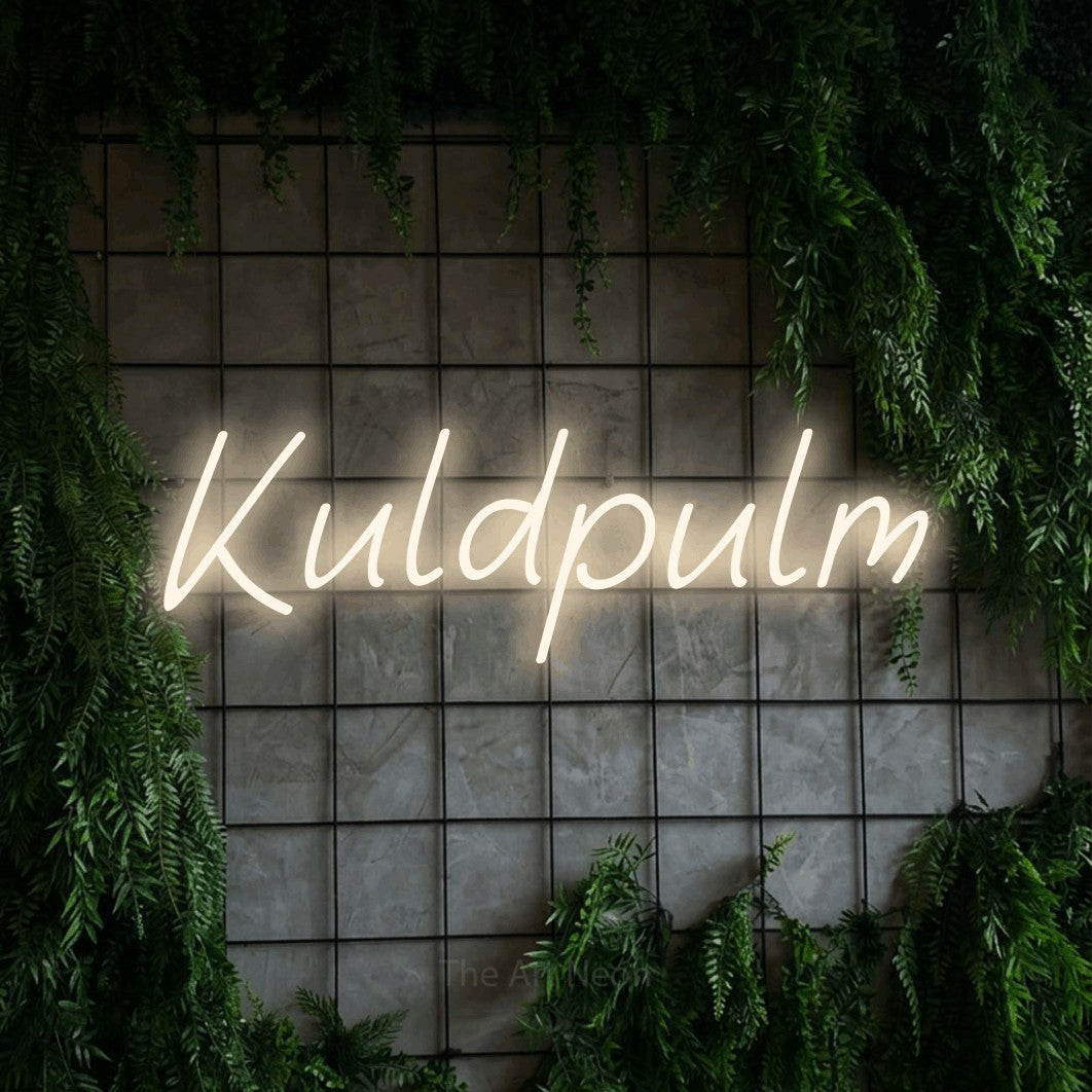 LED neon sign reading “Kuldpulm”, arranged in a single line.