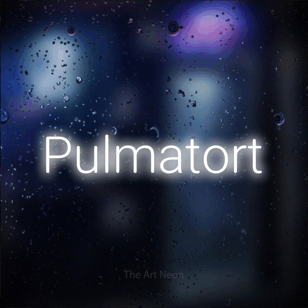 LED neon sign reading “Pulmatort”, arranged in a single line.