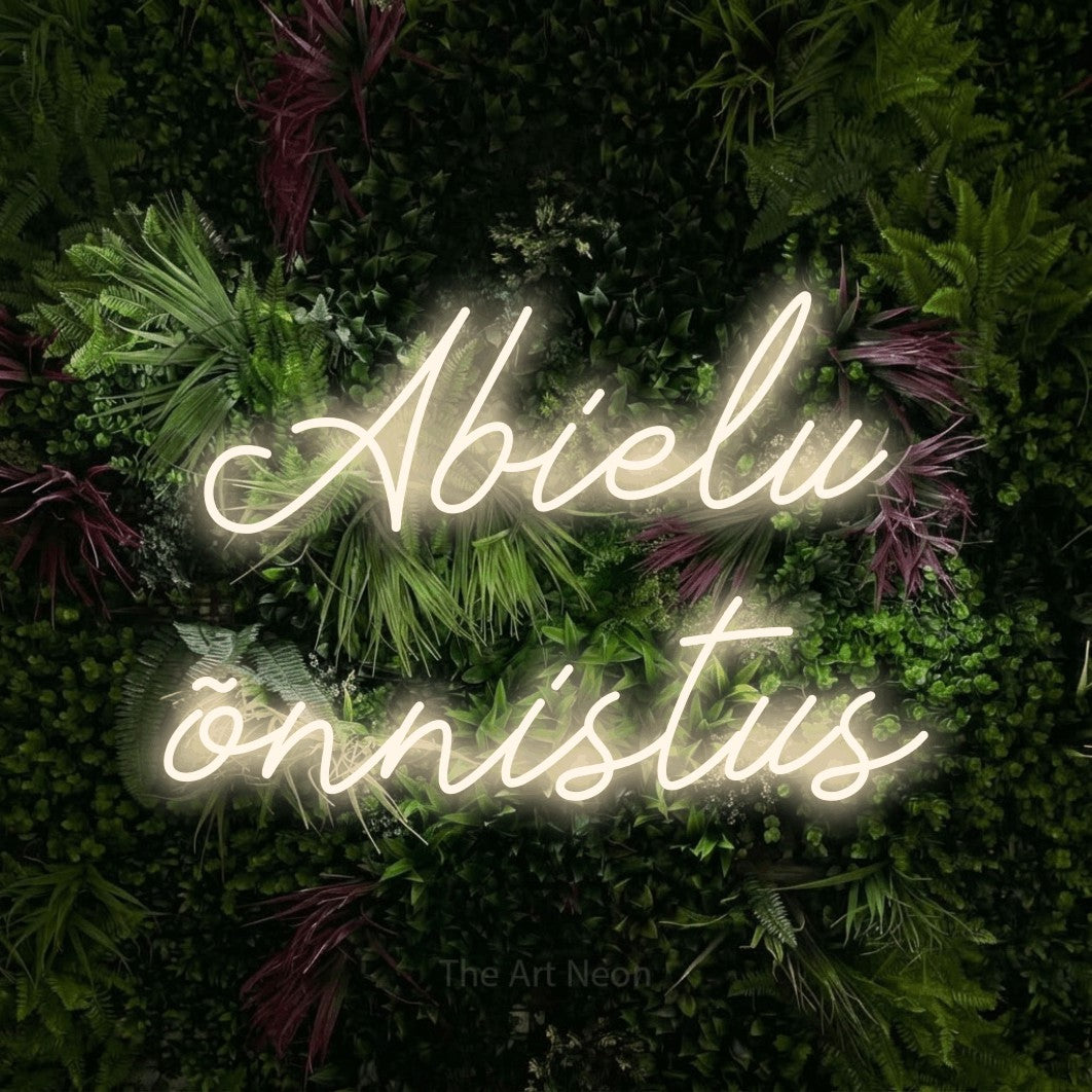 LED neon sign reading “Abielu õnnistus”, arranged in 2 lines.