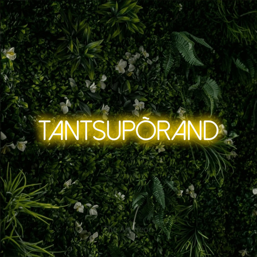 LED neon sign reading “tantsupõrand”, arranged in a single line.