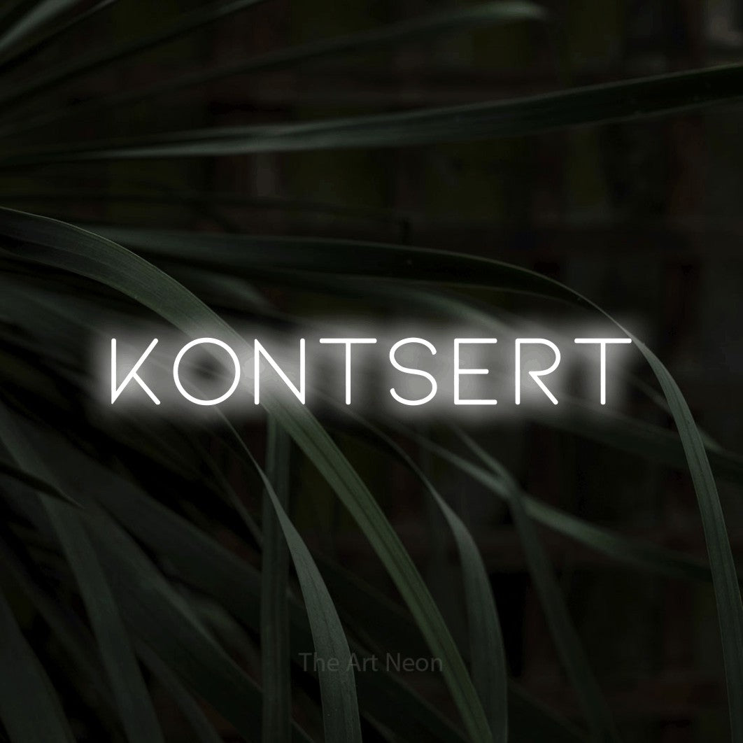 LED neon sign reading “Kontsert”, arranged in a single line.