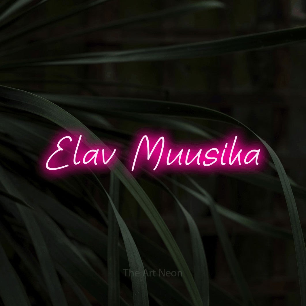 LED neon sign reading “Elav Muusika”, arranged in a single line.