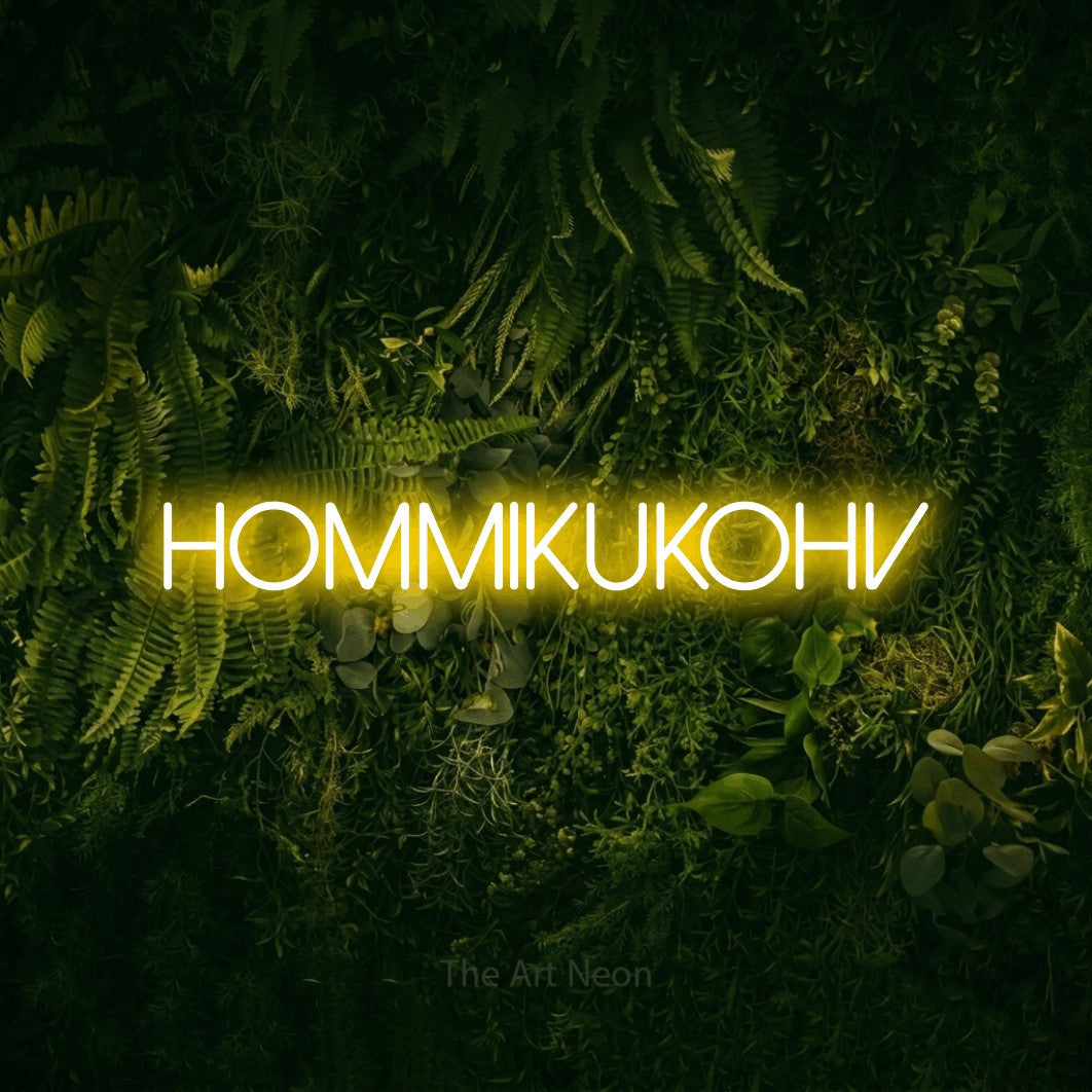 LED neon sign reading “hommikukohv”, arranged in a single line.
