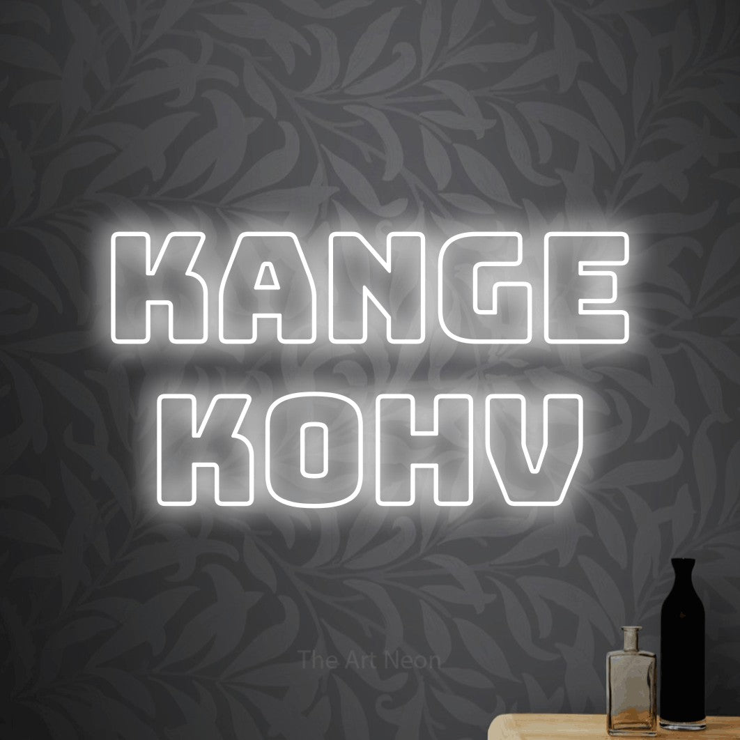 LED neon sign reading “Kange Kohv”, arranged in 2 lines.