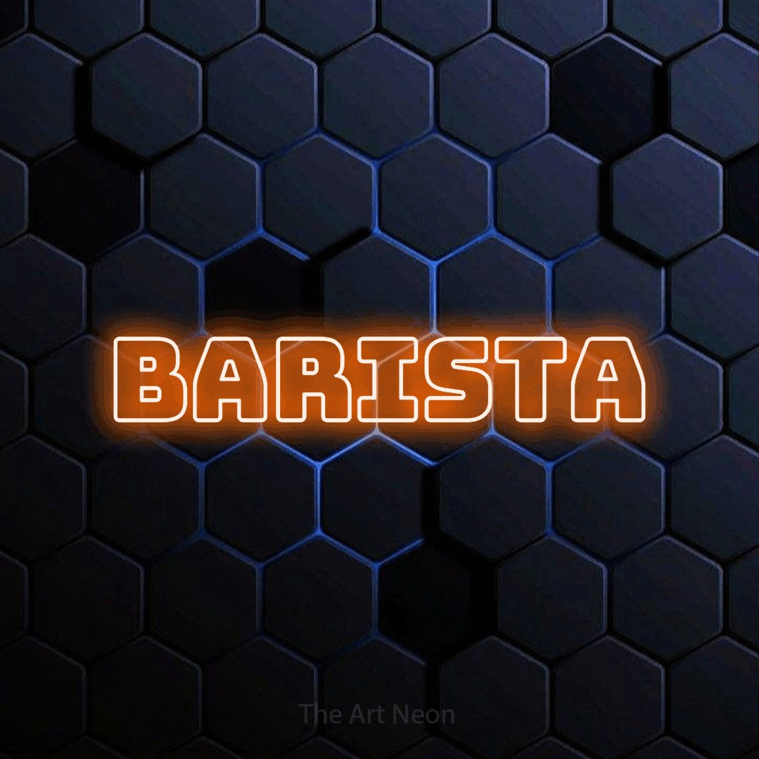 LED neon sign reading “Barista”, arranged in a single line.