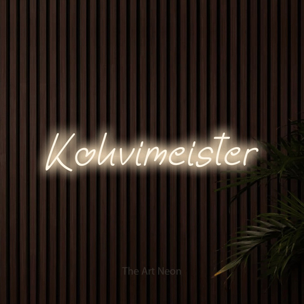 LED neon sign reading “Kohvimeister”, arranged in a single line.