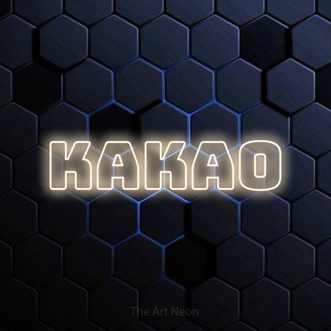 LED neon sign reading “Kakao”, arranged in a single line.