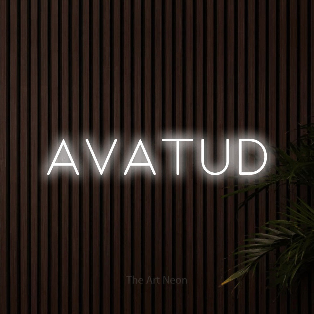 LED neon sign reading “AVATUD”, arranged in a single line.