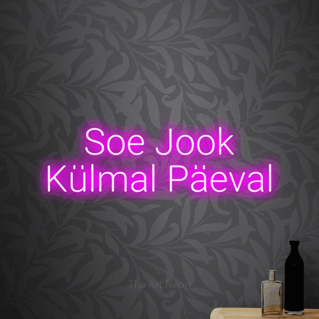 LED neon sign reading “Soe Jook Külmal Päeval”, arranged in 2 lines.