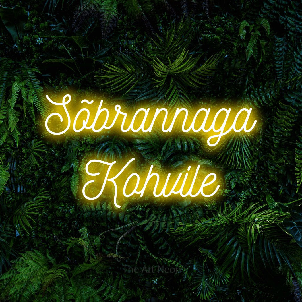 LED neon sign reading “Sõbrannaga Kohvile”, arranged in 2 lines.