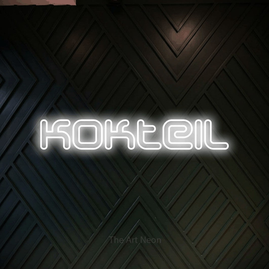 LED neon sign reading “Kokteil”, arranged in a single line.