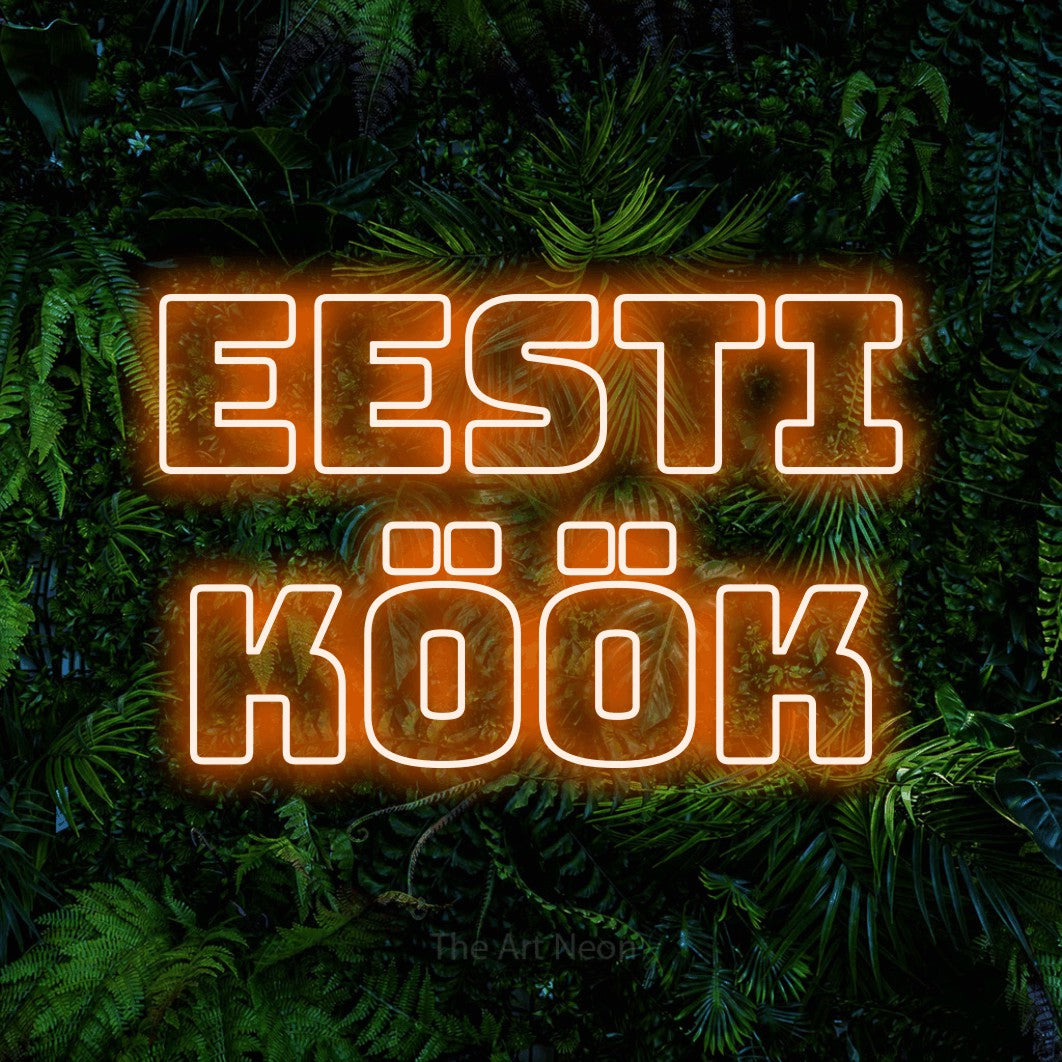 LED neon sign reading “EESTI KÖÖK”, arranged in 2 lines.