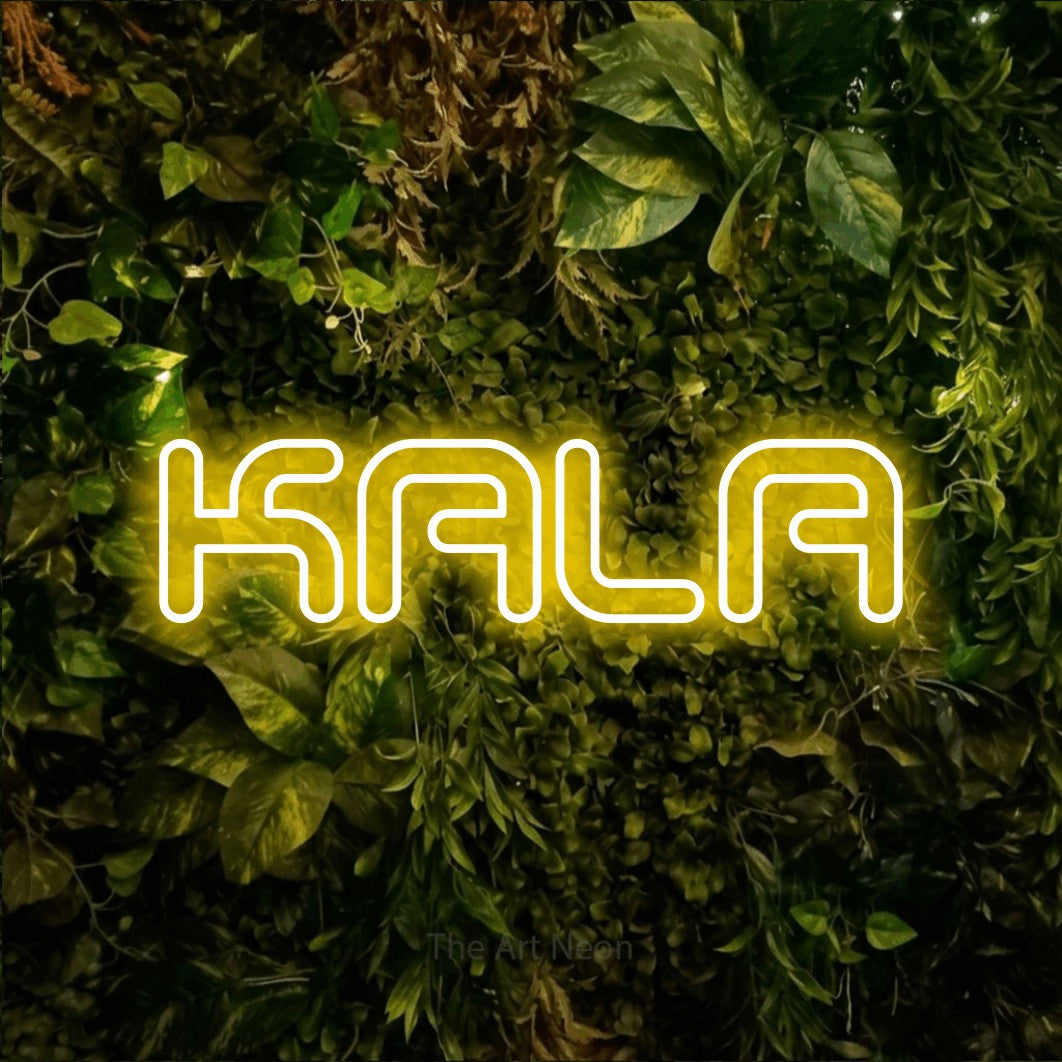 LED neon sign reading “KALA”, arranged in a single line.